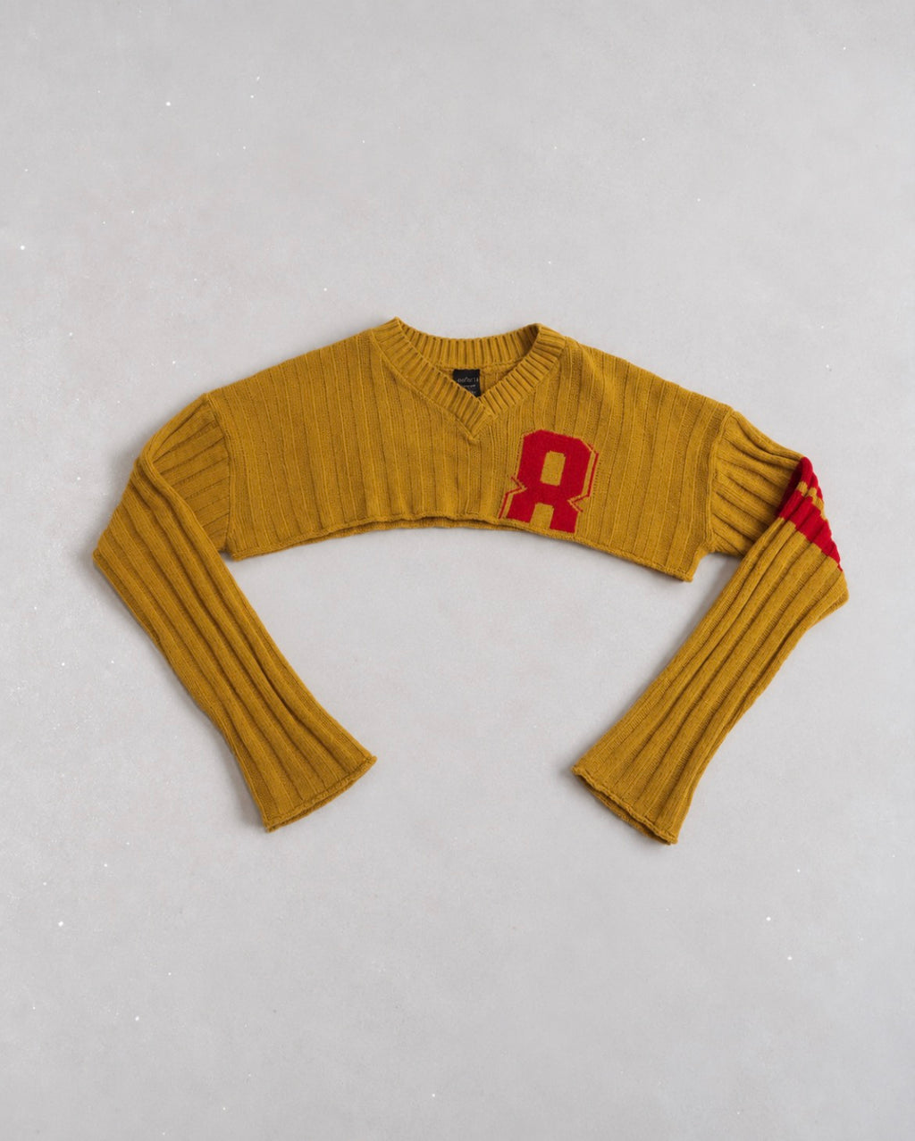 iets frans… Mustard Ribbed Crop пуловер