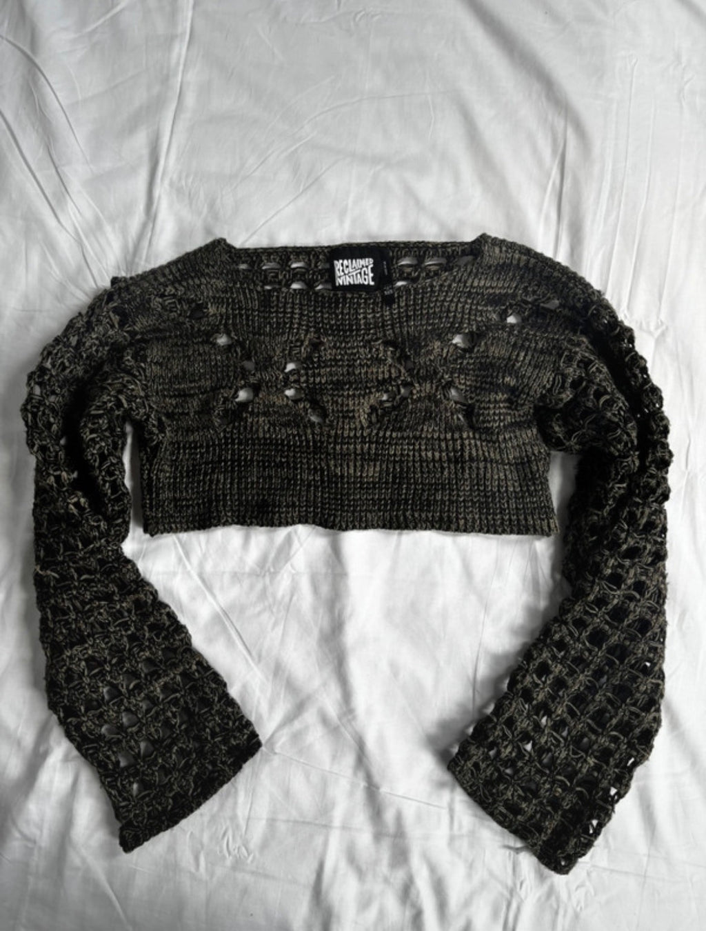 Reclaimed Vintage Cut-Out Crochet Shrug