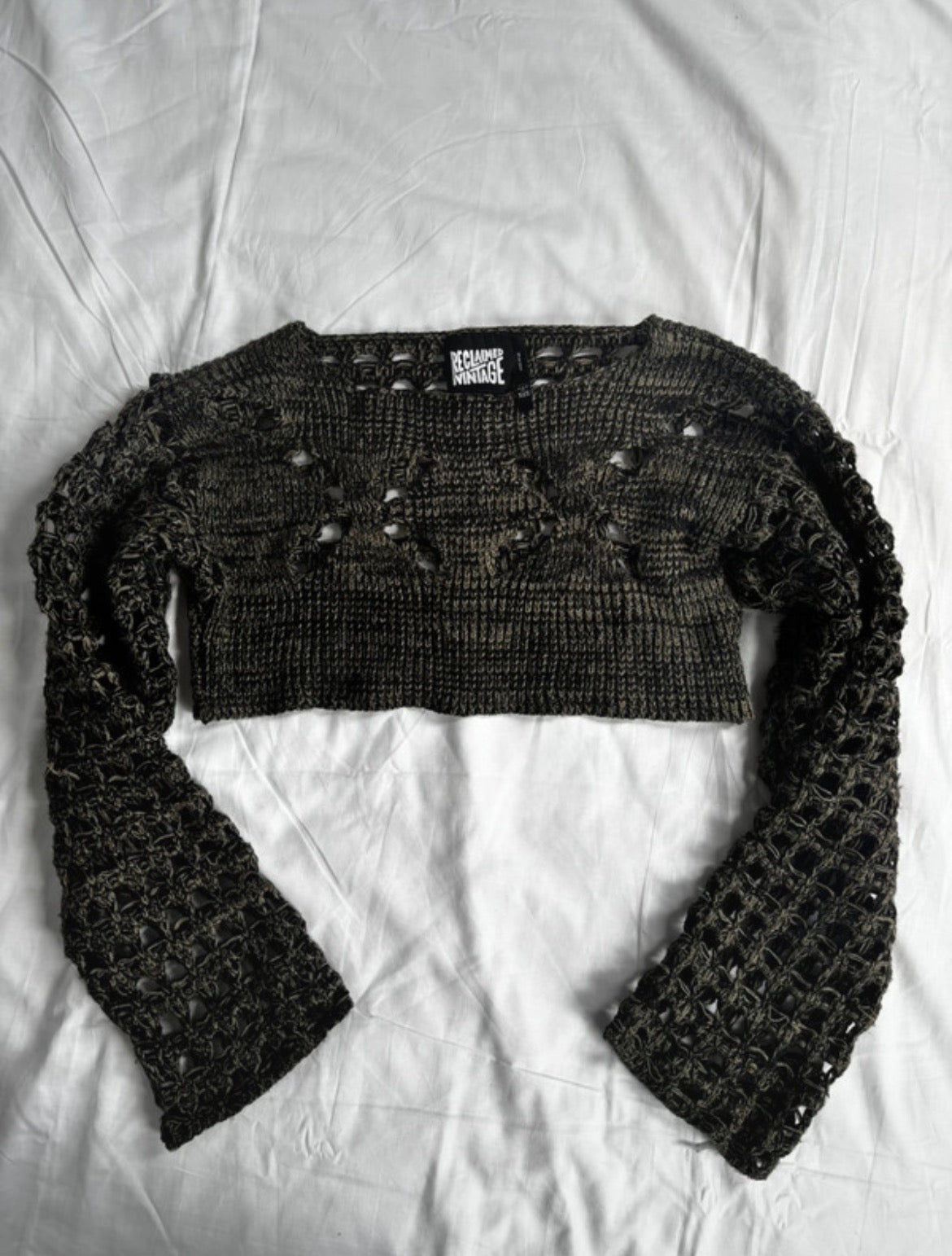 Reclaimed Vintage Cut-Out Crochet Shrug