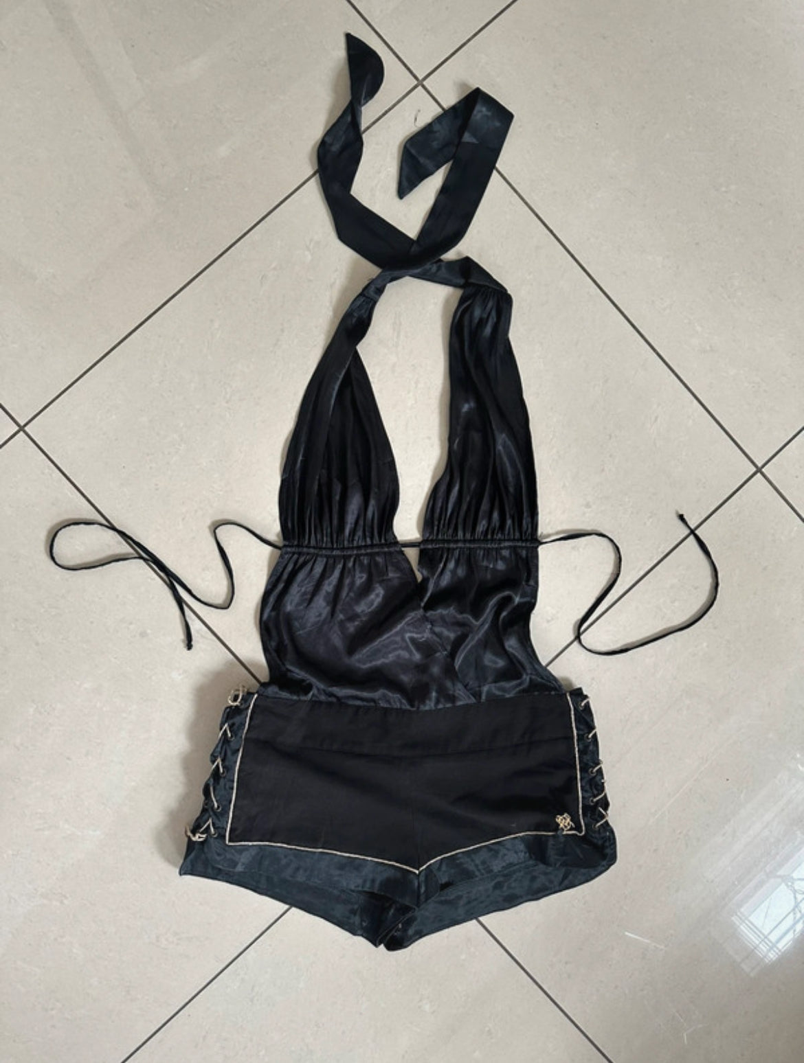 Винтидж Y2K halter playsuit