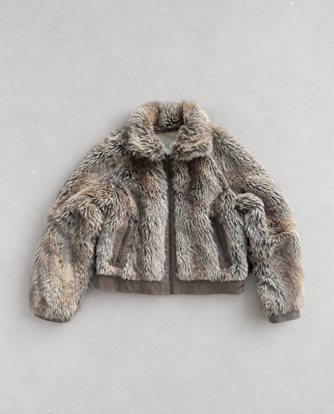 Crafted Cropped Faux Fur яке
