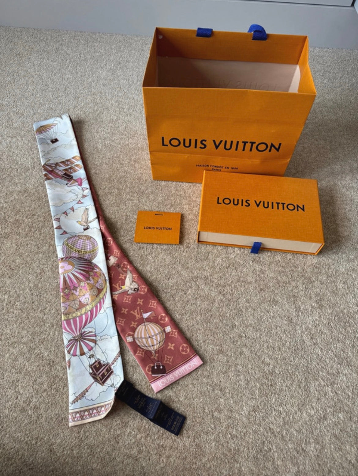 Louis Vuitton Bandeau копринено шалче с Monogram и балони