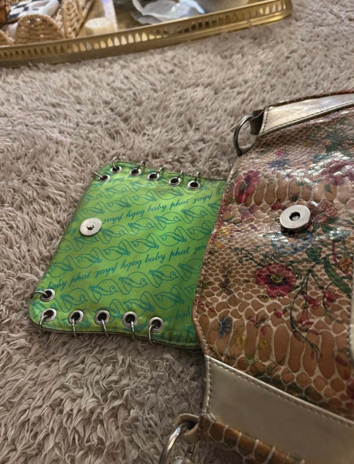 Vintage y2k Baby Phat Metallic Floral Handbag