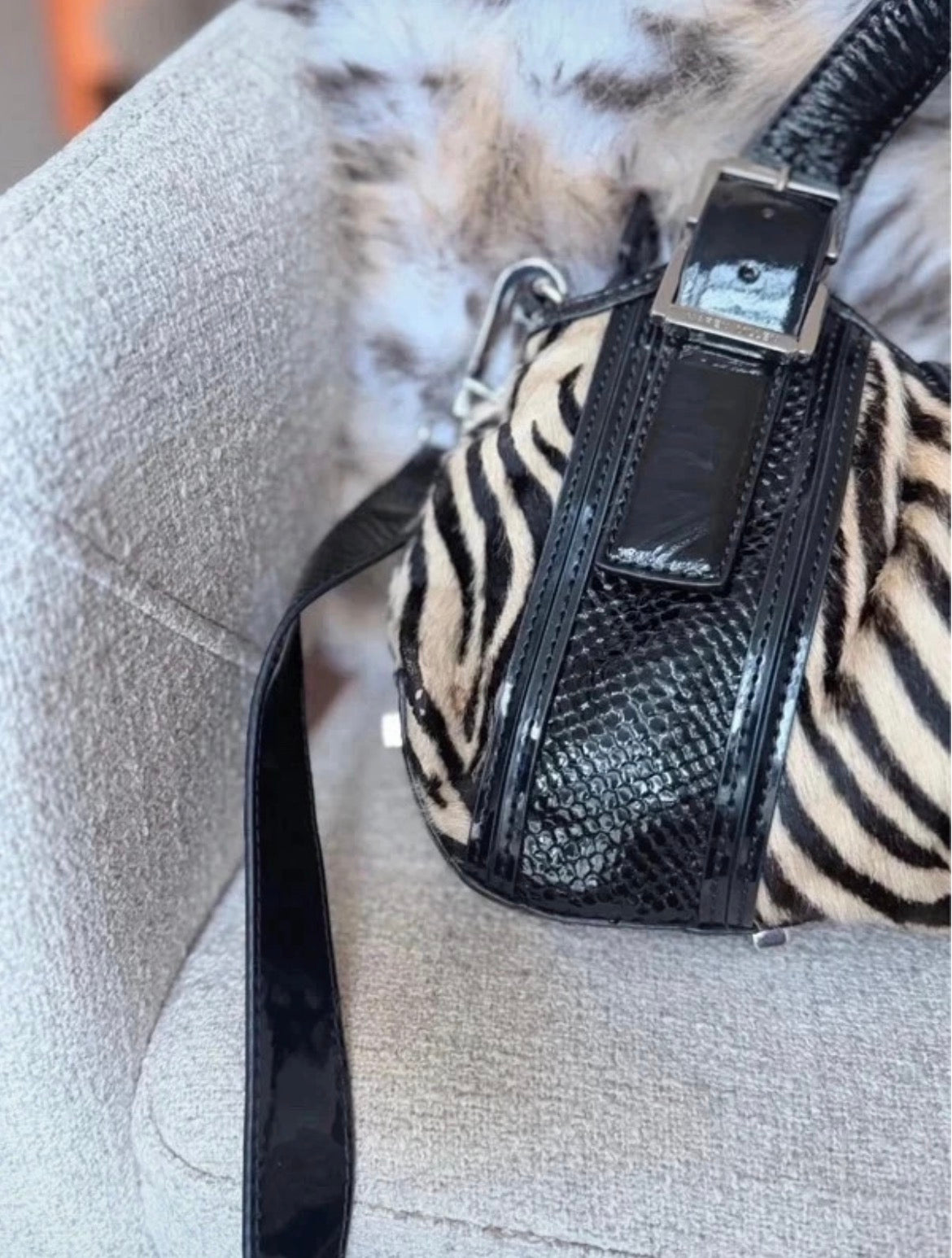 Vintage Karen Millen чанта със зебров принт и кожа