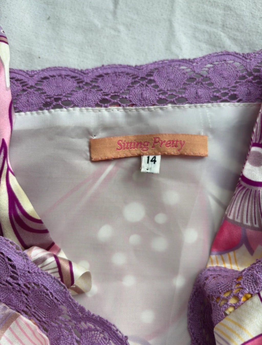 Vintage Sitting Pretty Y2K рокля - 100% коприна