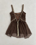 Винтидж Rise chiffon cami топ