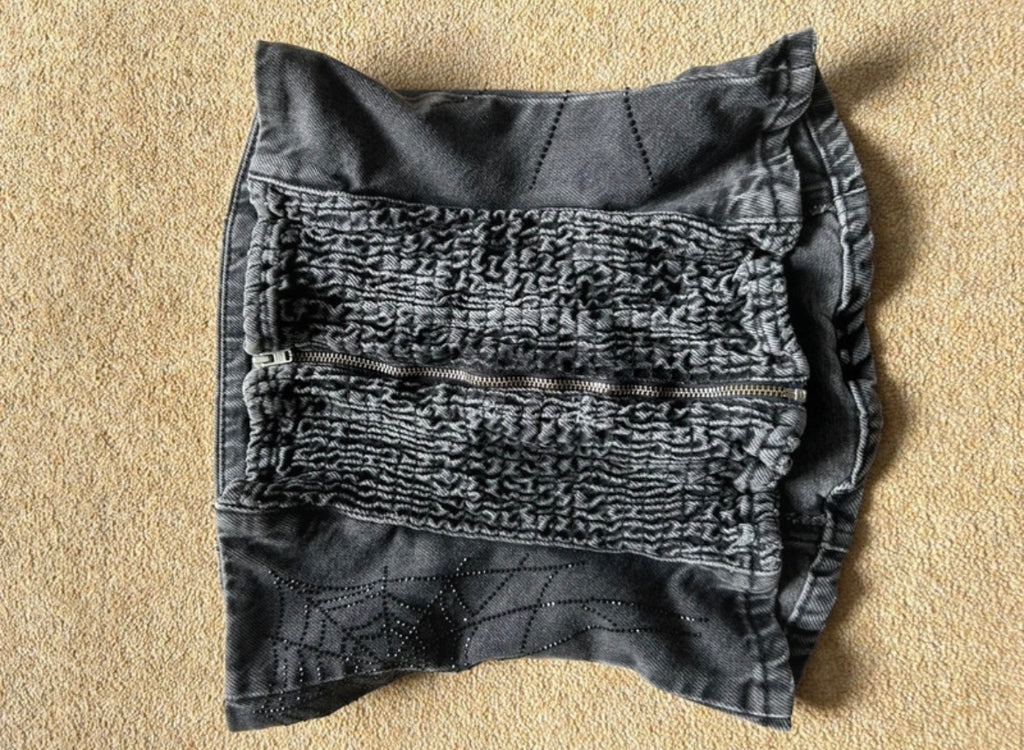 Zara Rhinestone Spiderweb Denim Corset