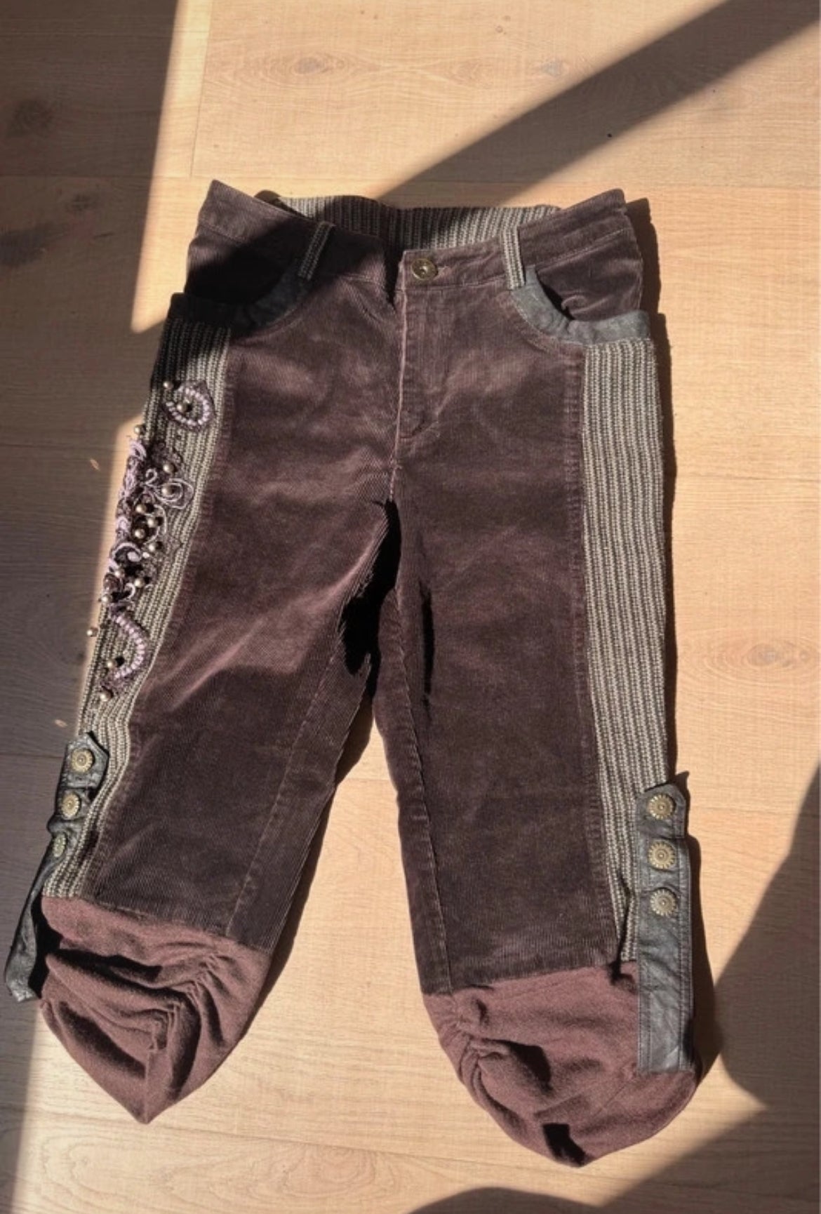 Винтидж low-rise corduroy capri панталон