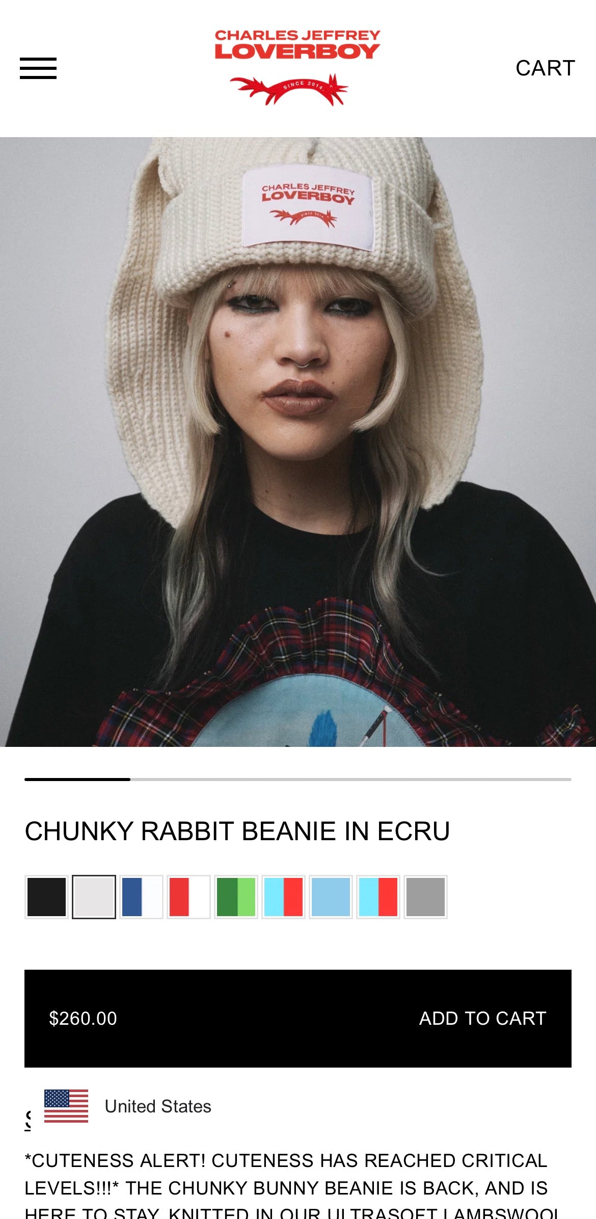 Charles Jeffrey LOVERBOY Chunky Ears Beanie шапка