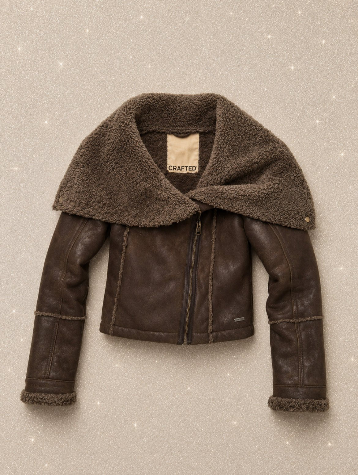Винтидж яке CRAFTED тип aviator/shearling с ефектна oversized яка