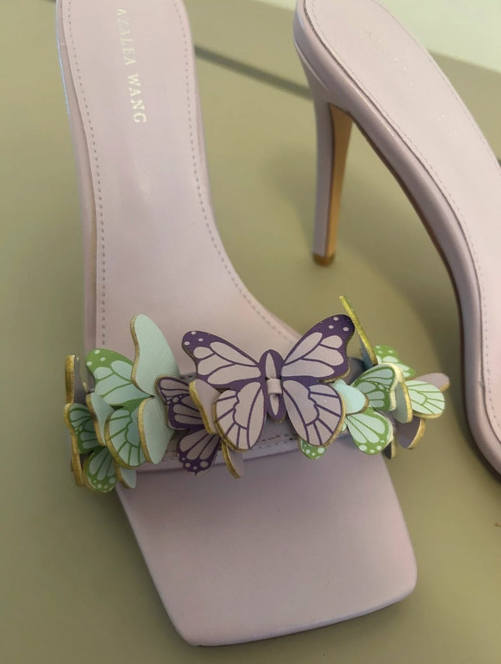 Azalea Wang мюли в нежен лилав нюанс с триизмерни пеперуди - 42 - Sunday West Boutique