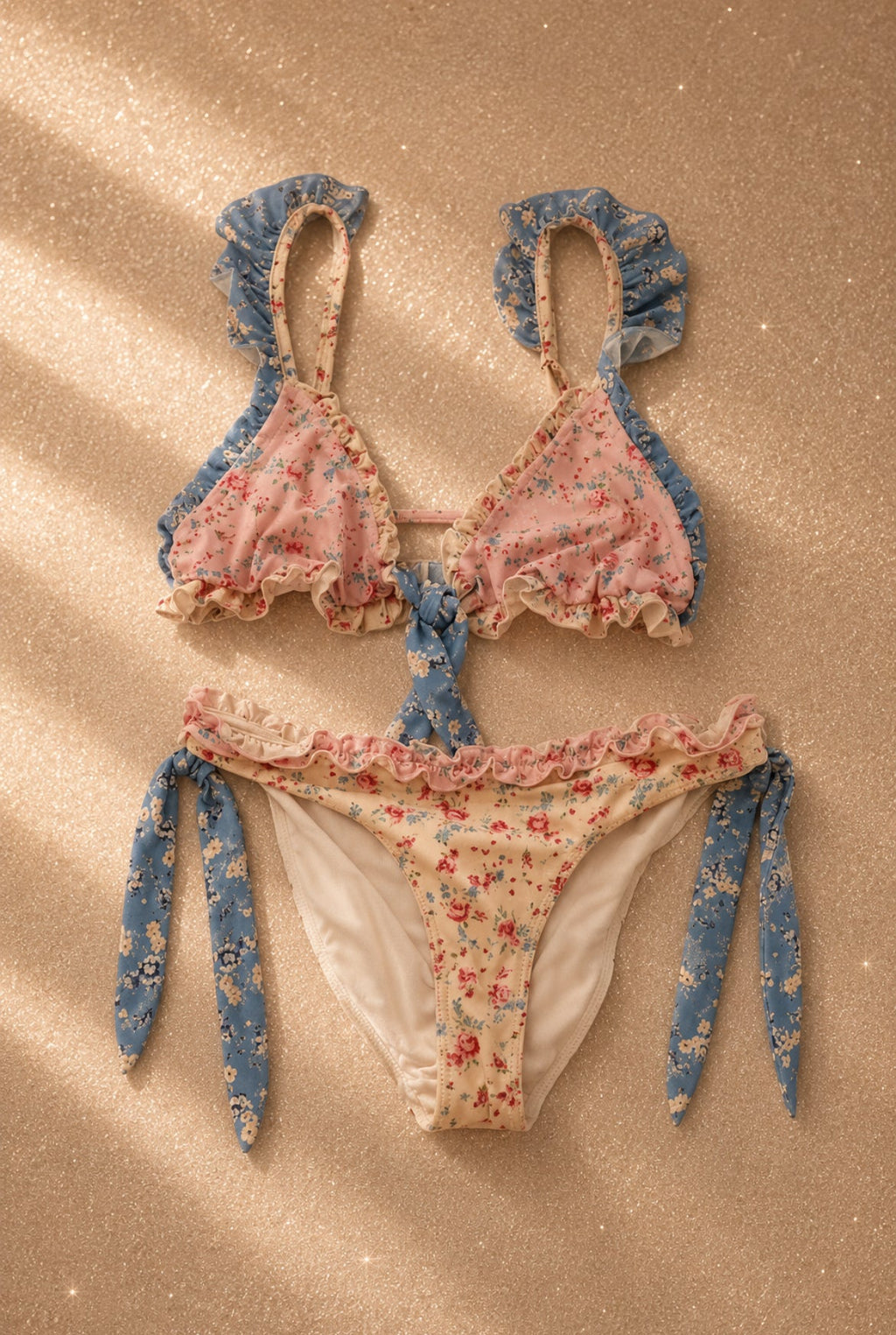Бански LoveShackFancy с деликатен флорален принт - Sunday West Boutique