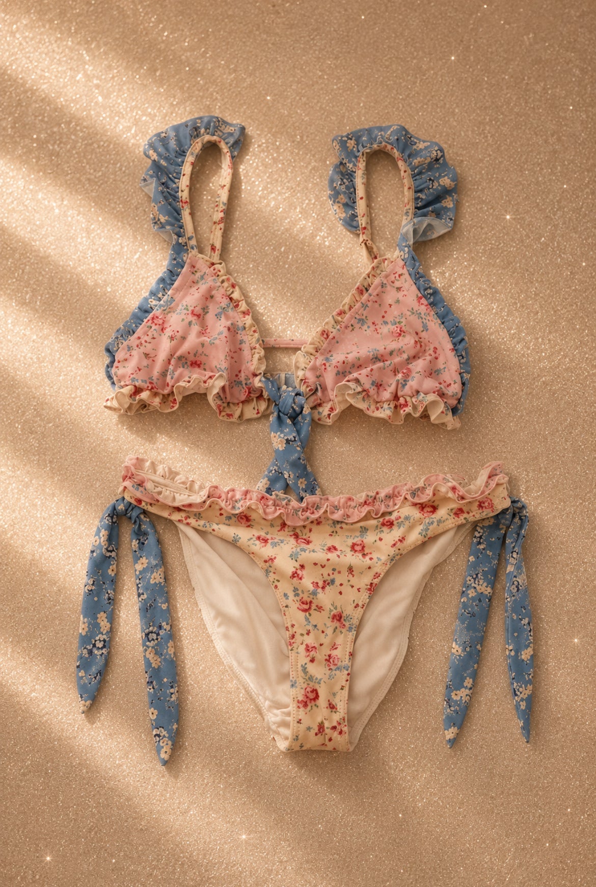 Бански LoveShackFancy с деликатен флорален принт - Sunday West Boutique