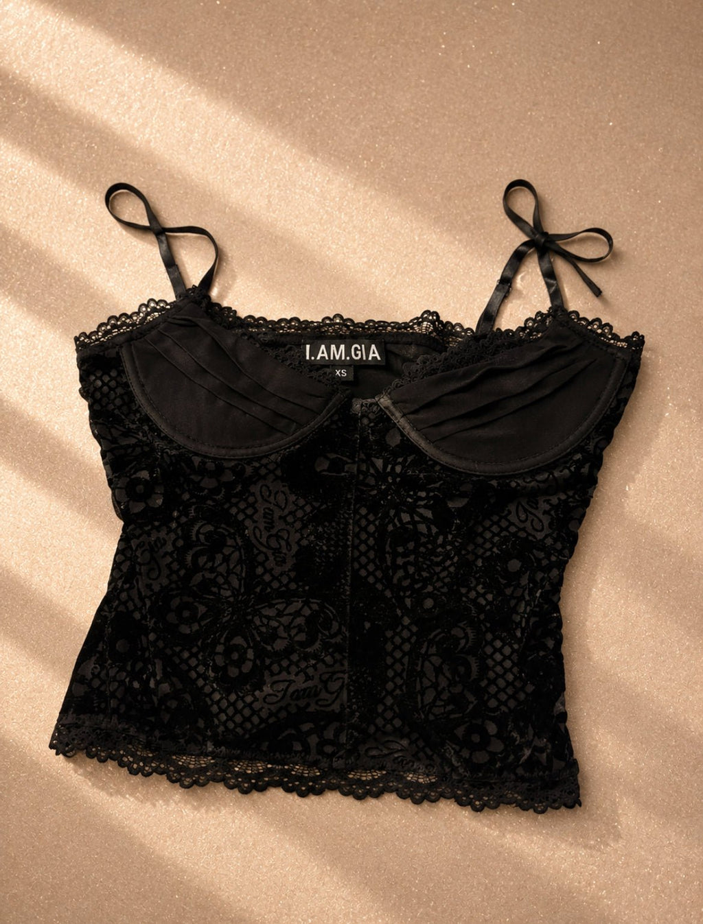 Черен дантелен корсетен топ I.AM.GIA - Sunday West Boutique