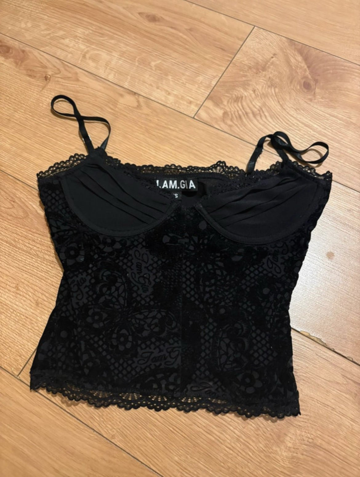 Черен дантелен корсетен топ I.AM.GIA - Sunday West Boutique