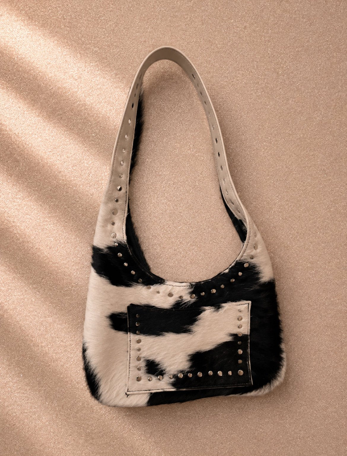 Cow Print кожена чанта с капси - Sunday West Boutique