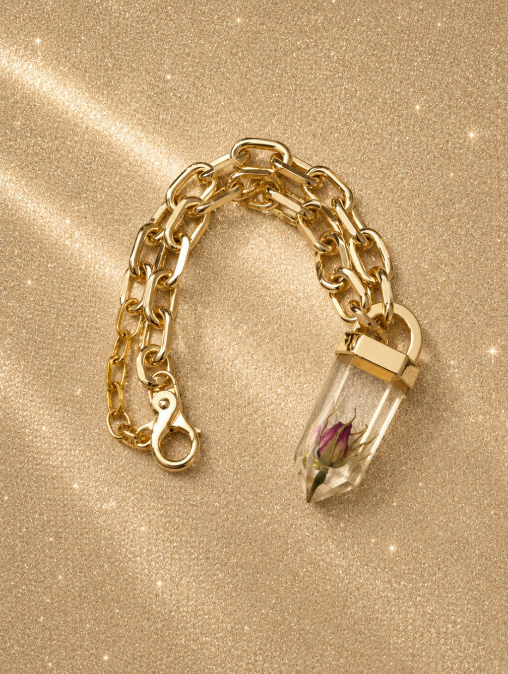 Колие Love Rokz Rosebud с истинска запазена розова пъпка - Sunday West Boutique