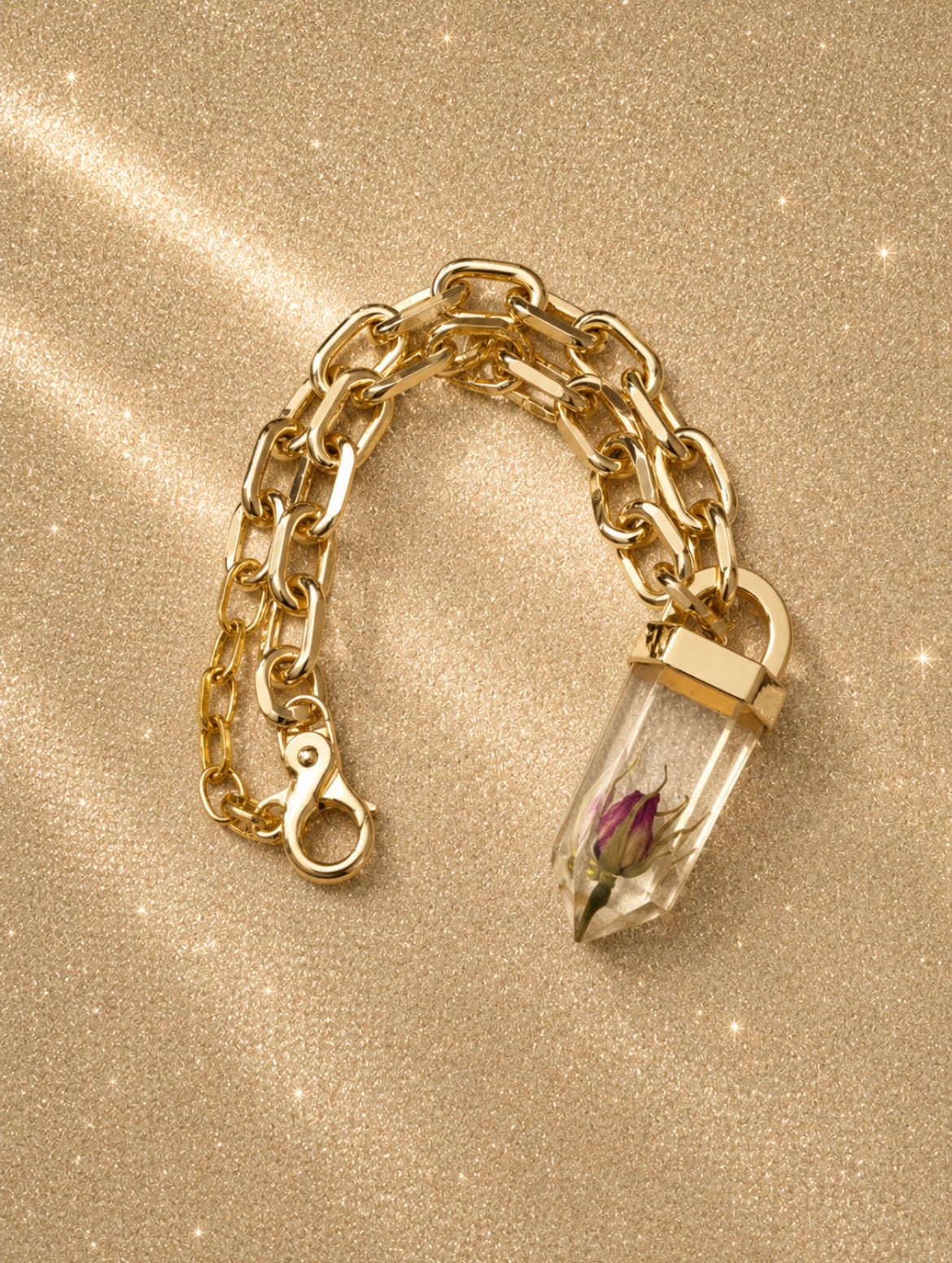 Колие Love Rokz Rosebud с истинска запазена розова пъпка - Sunday West Boutique
