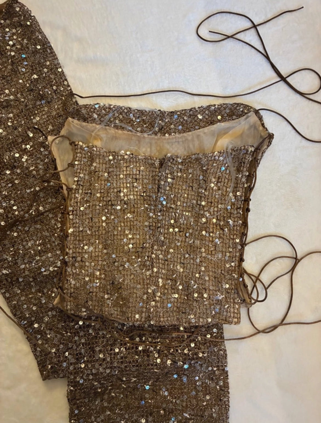 Комплект Jaded London Deva в цвят Sand с корсетен топ и панталон - Sunday West Boutique