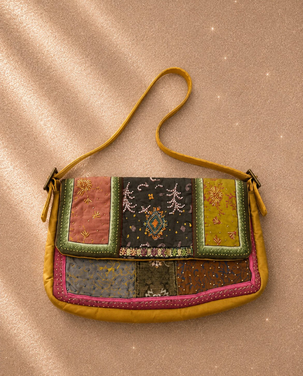 Maddalena Marconi винтидж silk patchwork baguette чанта - Sunday West Boutique