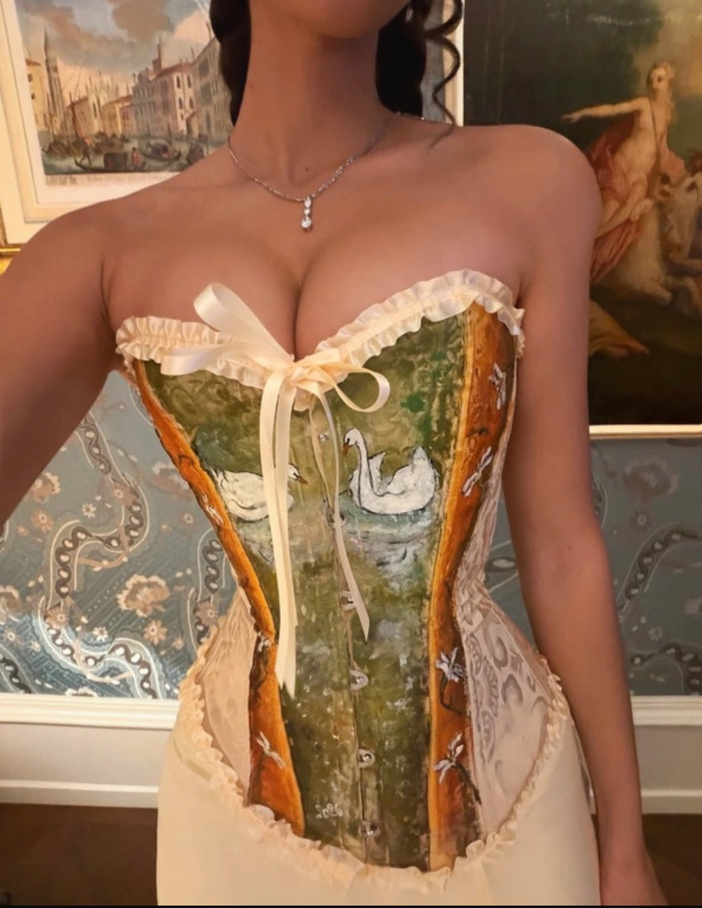 Ръчно рисуван винтидж корсет - Sunday West Boutique