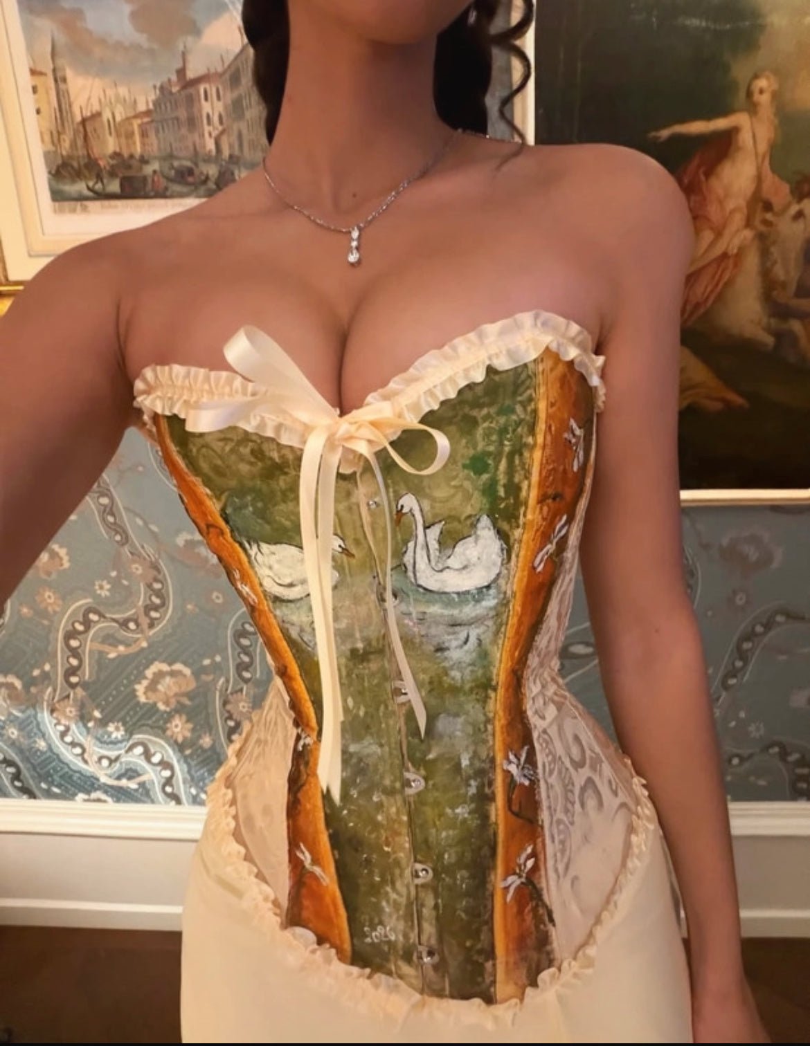 Ръчно рисуван винтидж корсет - Sunday West Boutique