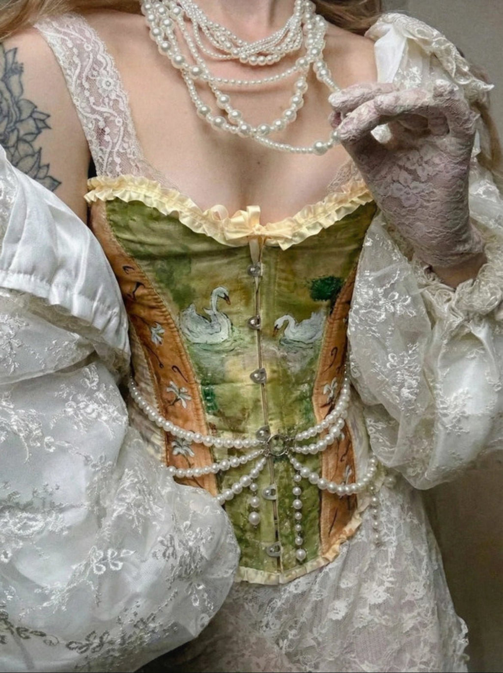 Ръчно рисуван винтидж корсет - Sunday West Boutique