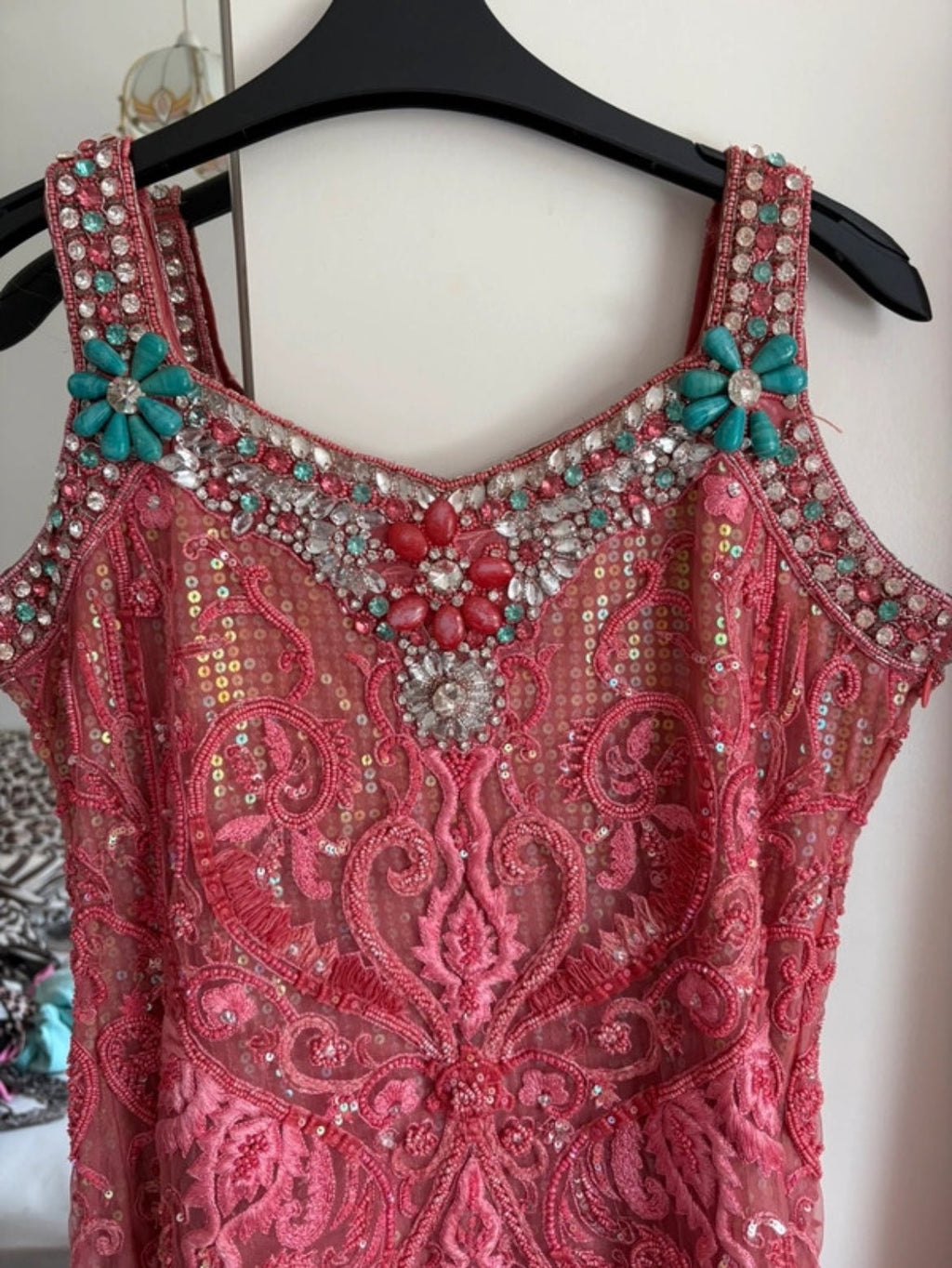 Розова мини рокля с богата декорация - Sunday West Boutique