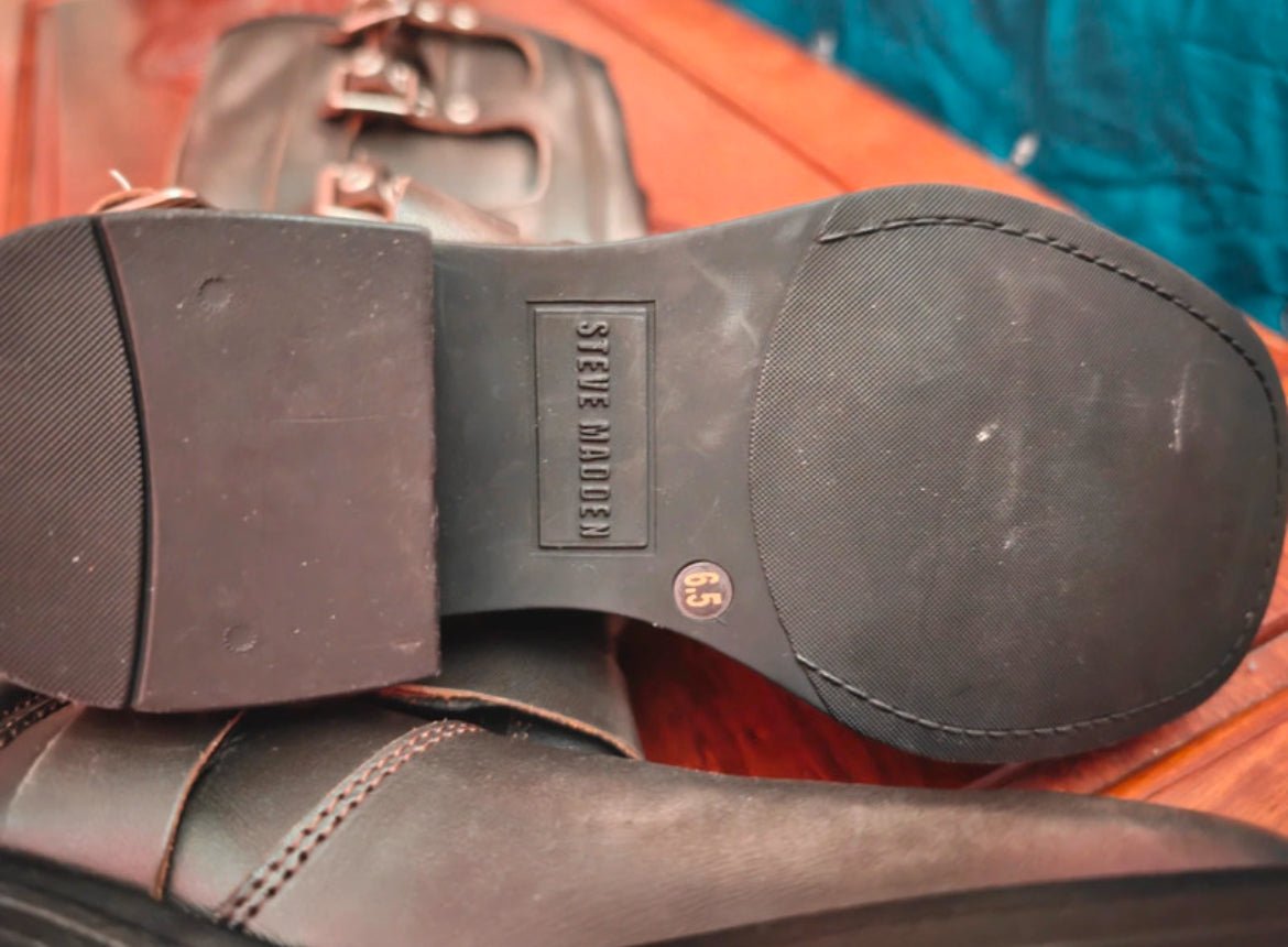 Steve Madden Rocky високи biker ботуши от естествена кожа - Sunday West Boutique