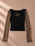 Urban Outfitters Y2K mesh топ с дълъг ръкав и пеперуда - Sunday West Boutique