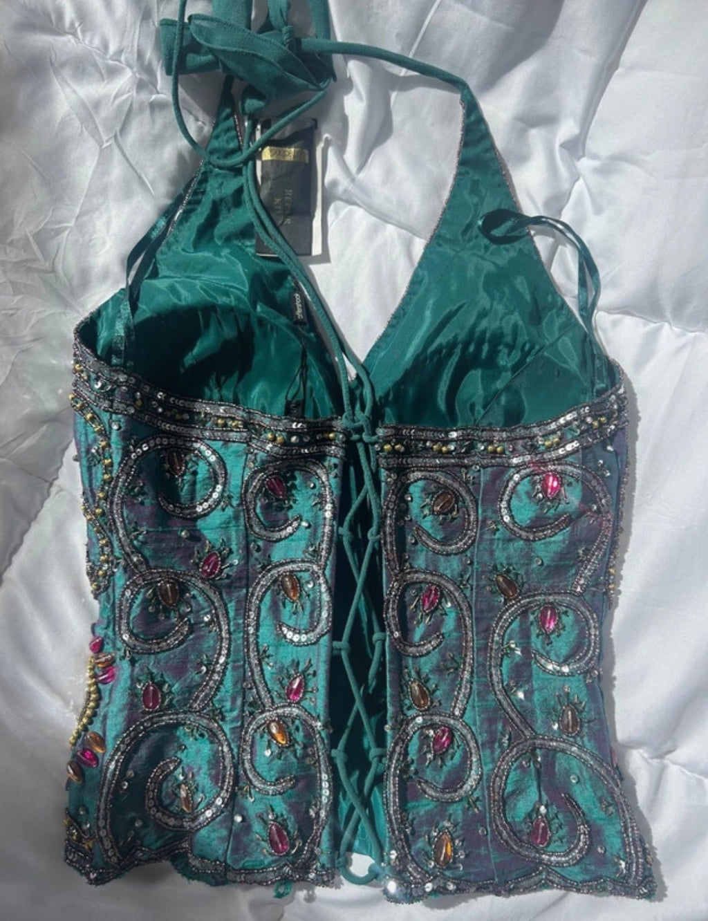 Винтидж 100% silk embellished корсет Aftershock - Sunday West Boutique
