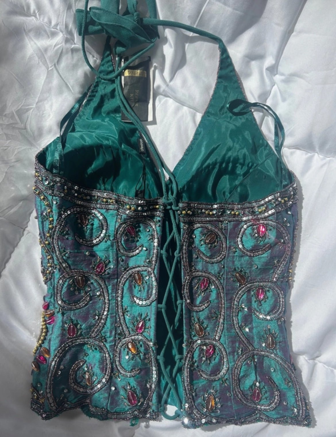 Винтидж 100% silk embellished корсет Aftershock - Sunday West Boutique