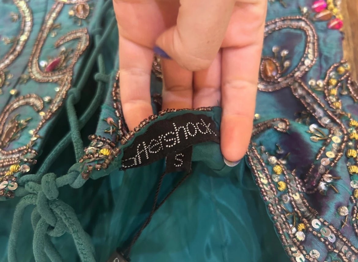 Винтидж 100% silk embellished корсет Aftershock - Sunday West Boutique