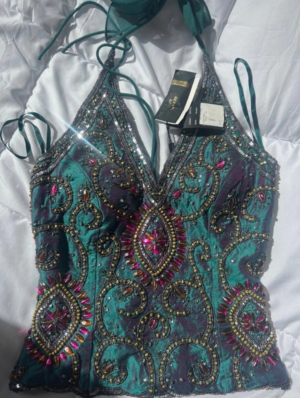 Винтидж 100% silk embellished корсет Aftershock - Sunday West Boutique