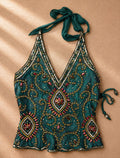 Винтидж 100% silk embellished корсет Aftershock - Sunday West Boutique