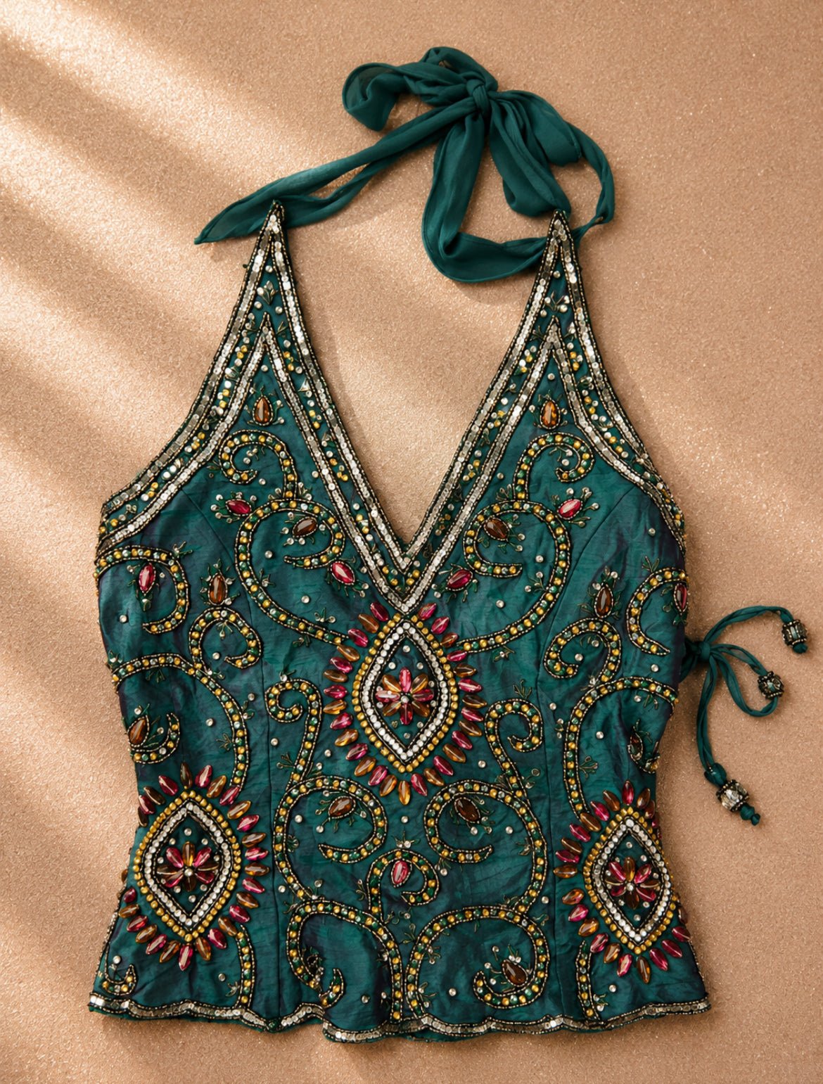 Винтидж 100% silk embellished корсет Aftershock - Sunday West Boutique