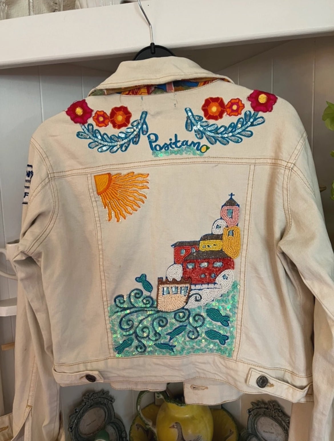 Винтидж дизайнерско яке Antonia Santacara Positano с ръчна бродерия и мъниста - Sunday West Boutique