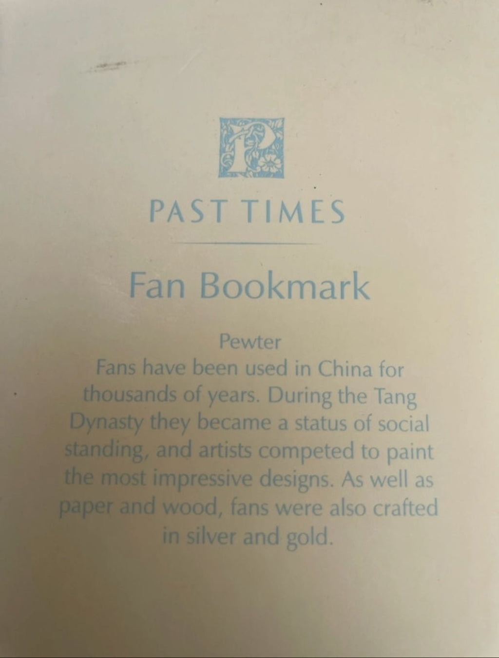 Винтидж книгоразделител Past Times „Fan Bookmark“ от пютър - Sunday West Boutique