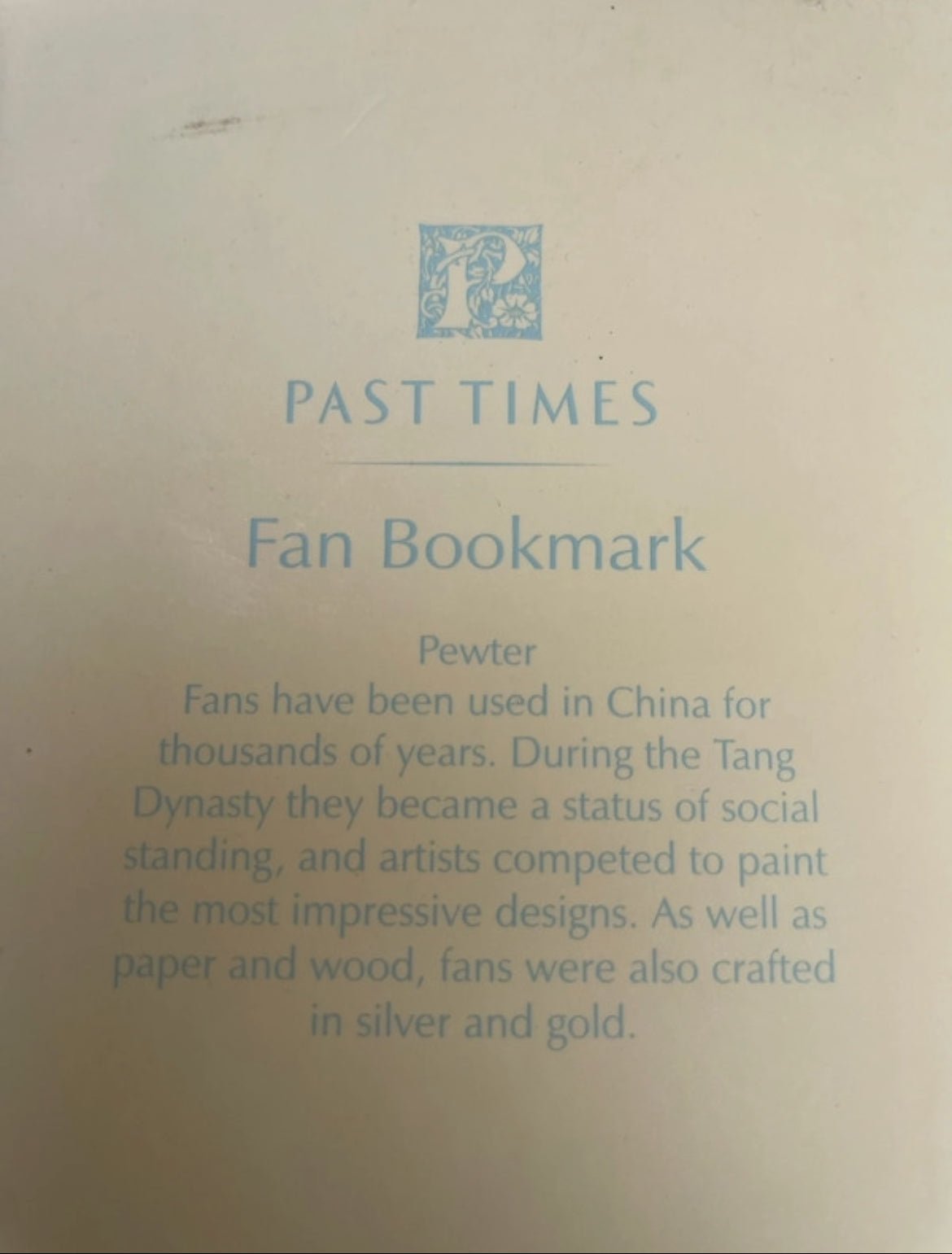 Винтидж книгоразделител Past Times „Fan Bookmark“ от пютър - Sunday West Boutique