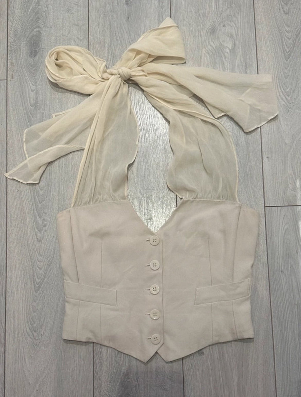 Винтидж корсетен елек Emporio Armani от 2002 г. с връзка от 100% коприна - Sunday West Boutique