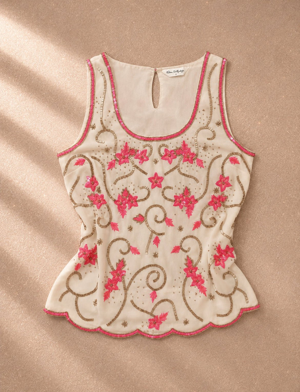 Винтидж Miss Selfridge Y2K топ с флорални апликации и пайети - Sunday West Boutique