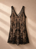 Винтидж рокля Oasis с фина черна мрежа и мъниста - Sunday West Boutique