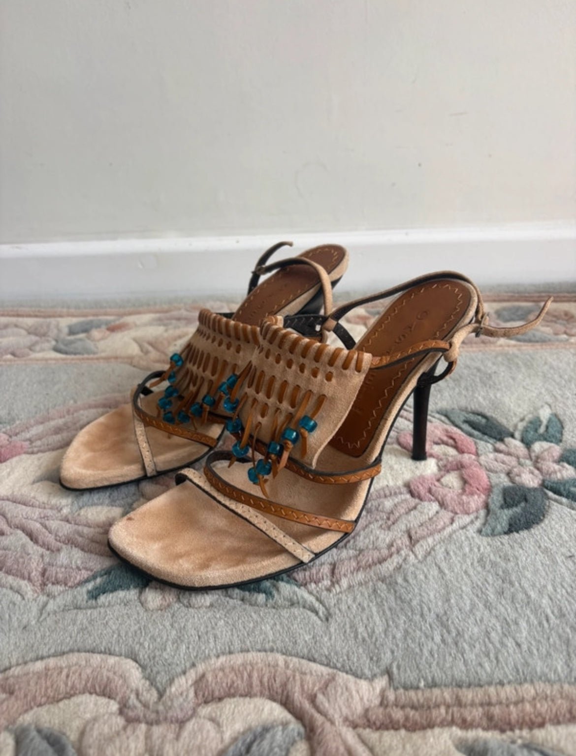 Винтидж сандали Casadei от естествен велур - 38 - Sunday West Boutique