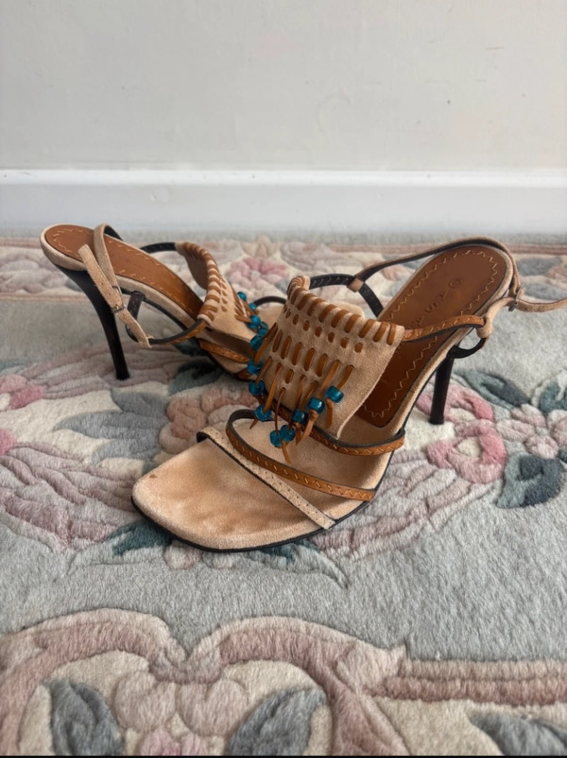 Винтидж сандали Casadei от естествен велур - 38 - Sunday West Boutique