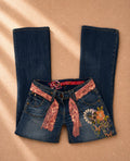 Винтидж Y2K дънки River Island с флорална бродерия и ниска талия - Sunday West Boutique