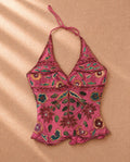 Винтидж Y2K embellished топ Aftershock - 100% коприна - Sunday West Boutique