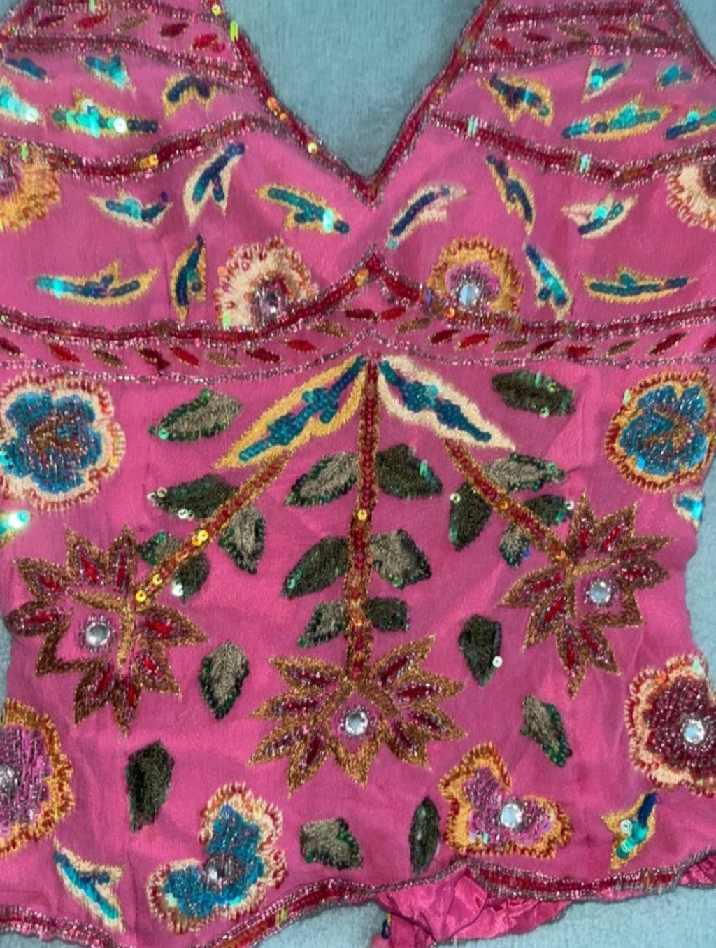 Винтидж Y2K embellished топ Aftershock - 100% коприна - Sunday West Boutique