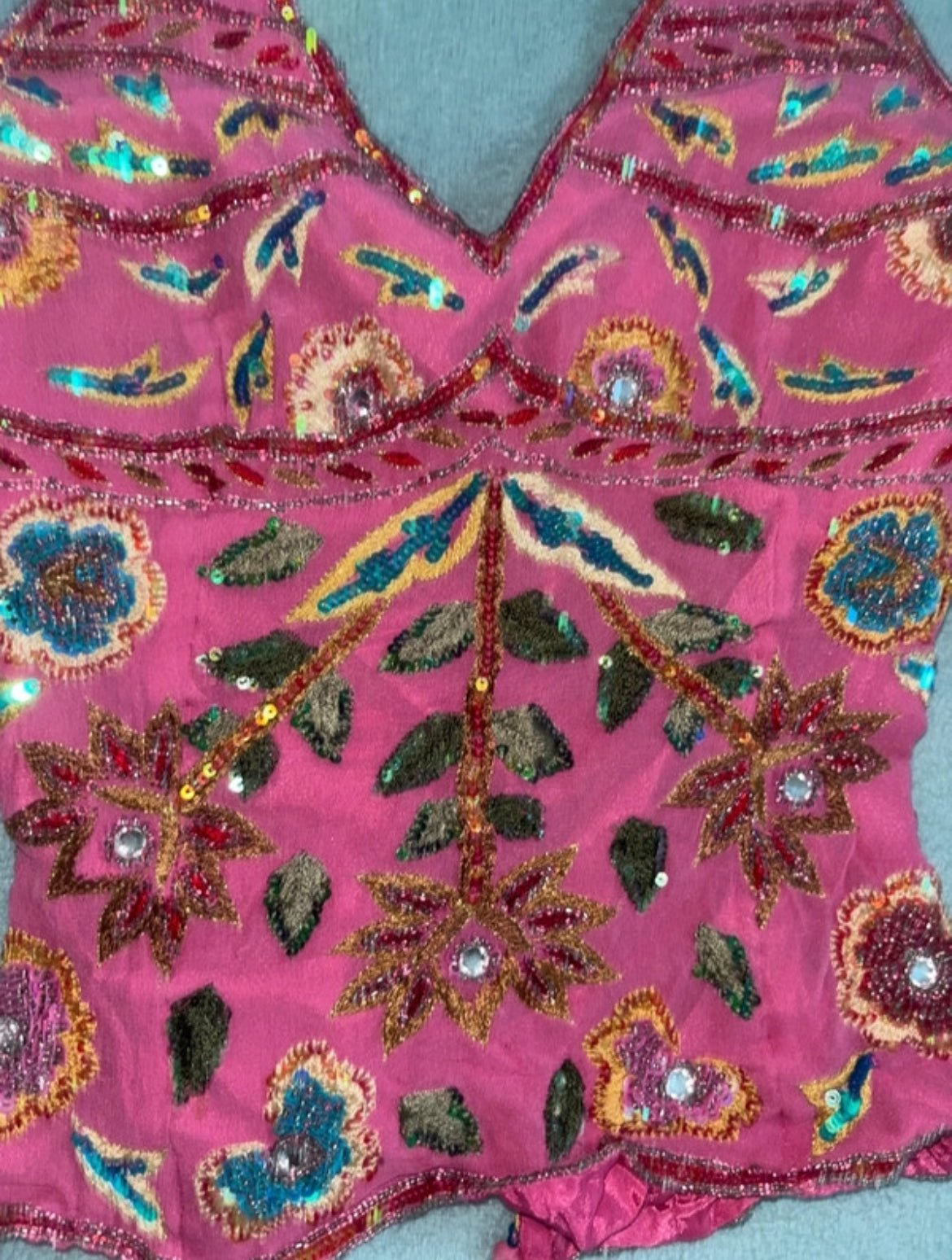 Винтидж Y2K embellished топ Aftershock - 100% коприна - Sunday West Boutique