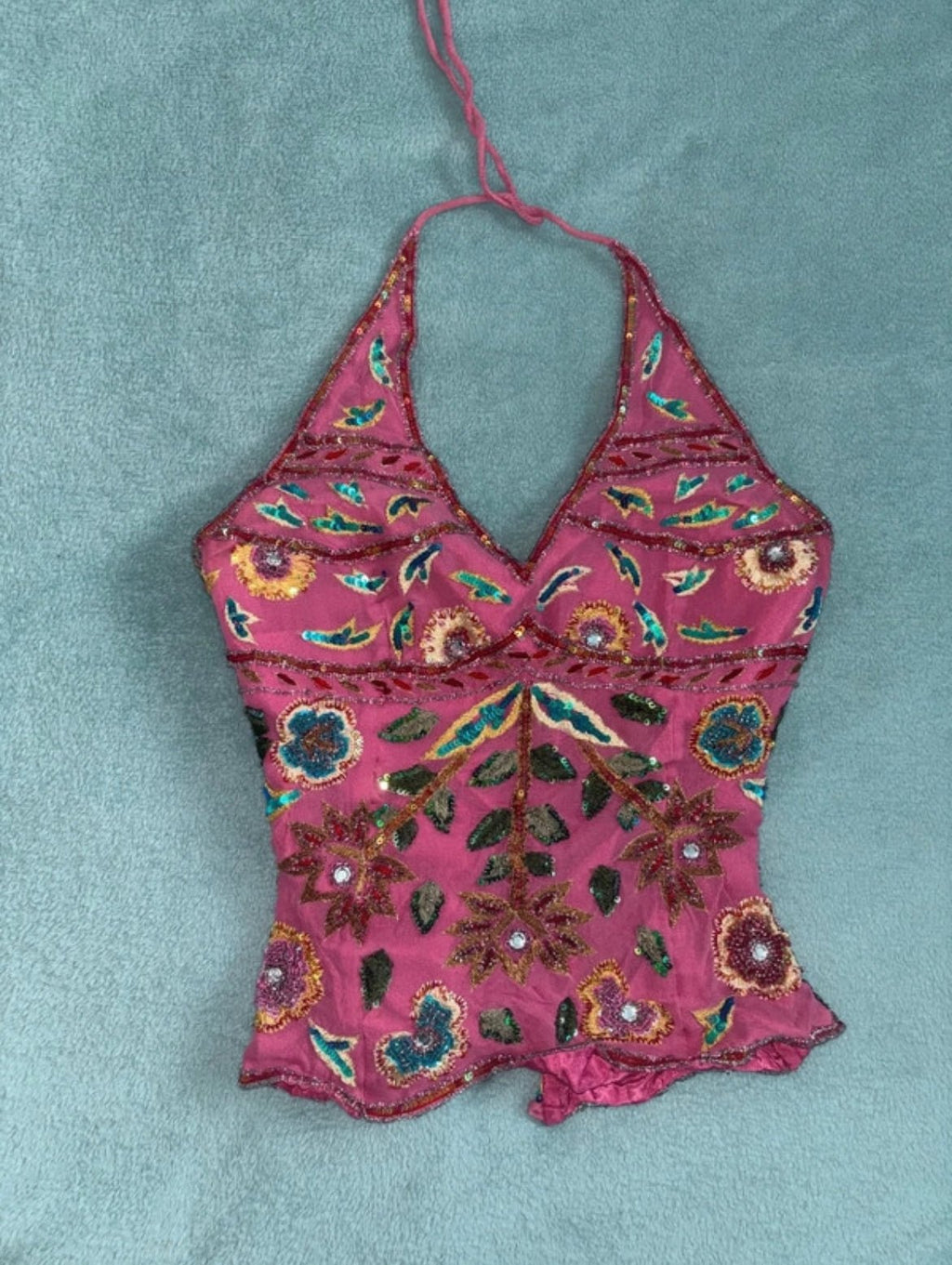 Винтидж Y2K embellished топ Aftershock - 100% коприна - Sunday West Boutique