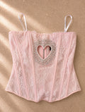 White Fox розов дантелен корсет с heart cut-out - Sunday West Boutique